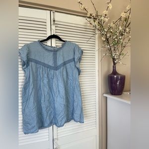 Blu Pepper 2XL Embroidered Blue Blouse